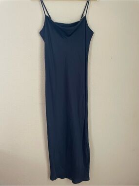 Banana Republic Navy Slip Midi Dress with Cowl Neck